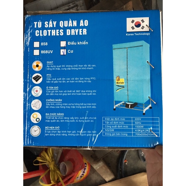Tủ sấy áo quần cao cấp sấy khô