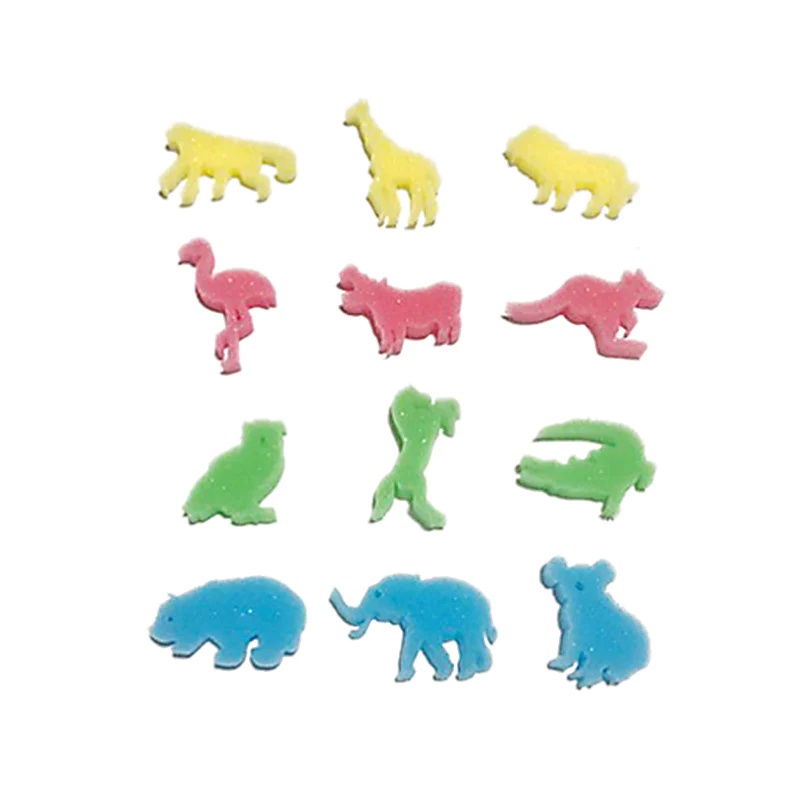 Daiso Đồ Chơi Nhà Tắm 2.3X0.8X.08Cm (Cái) Expand In Water Sponge -Zoo - 12 Pcs.-