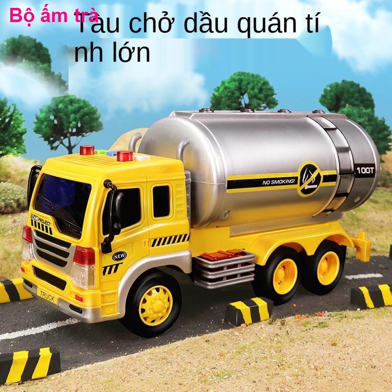 Xe cẩu cỡ lớn chở nhiên liệu mô hình quán tính đồ chơi bé trai nhạc 2-3-6 tuổi