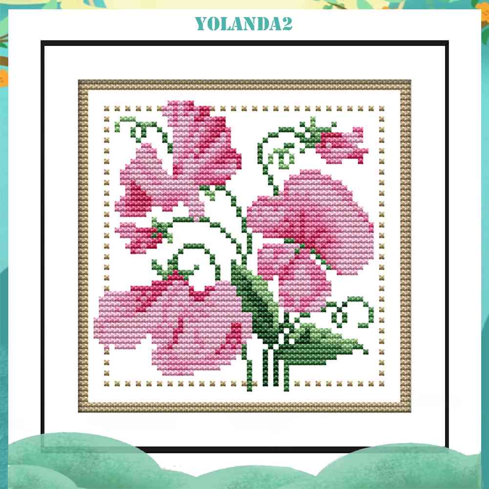 (canvas no printing)  Bộ Dụng Cụ Thêu Tranh Chữ Thập 14CT DIY
