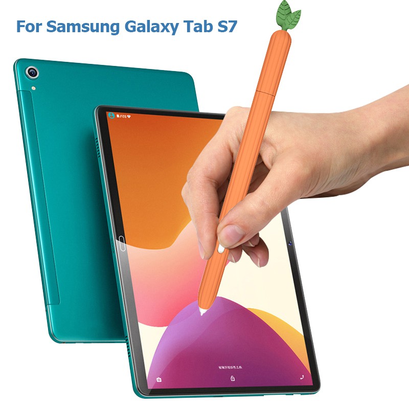 Ốp lưng bút chì silicon hình cà rốt dễ thương có thể thay đổi được cho samsung galaxy tab s7 s pen stylus case