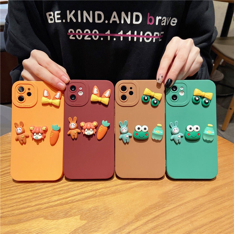 Ốp lưng điện thoại cạnh vuông gắn charm thỏ  iphone 7plus x xsmax 11 11promax 12 12pro 12promax 13 13pro 13promax DT13