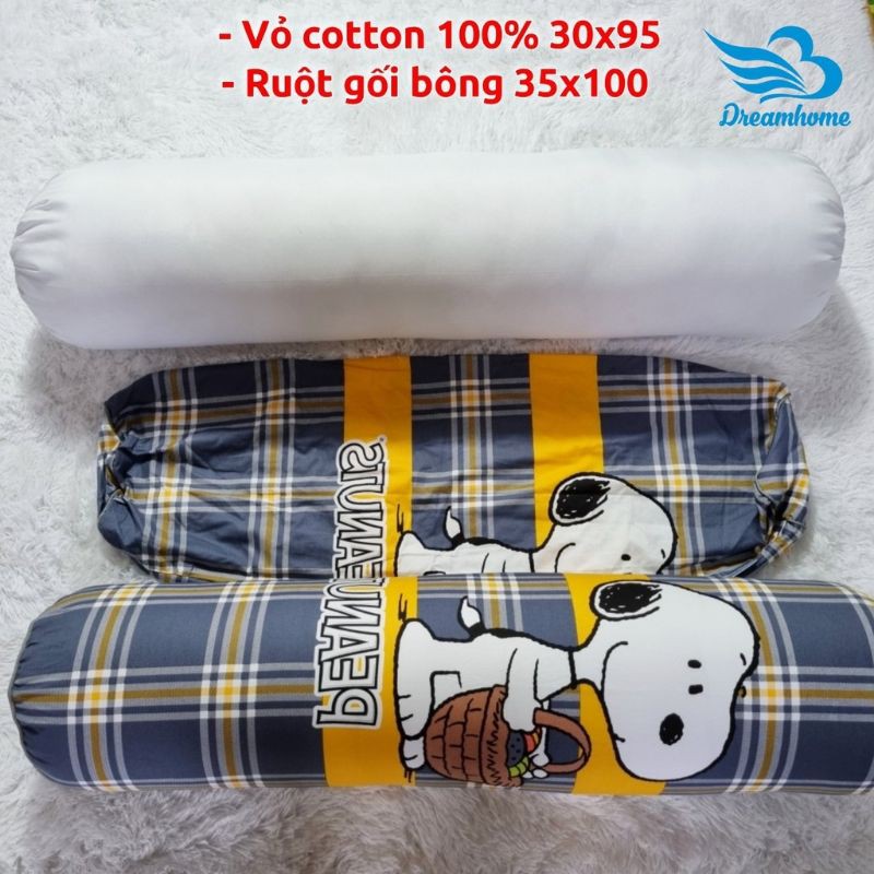 Gối ôm người lớn cotton cao cấp, gối ôm dài đẹp nhiều màu cho bé, ruột gối bông gòn