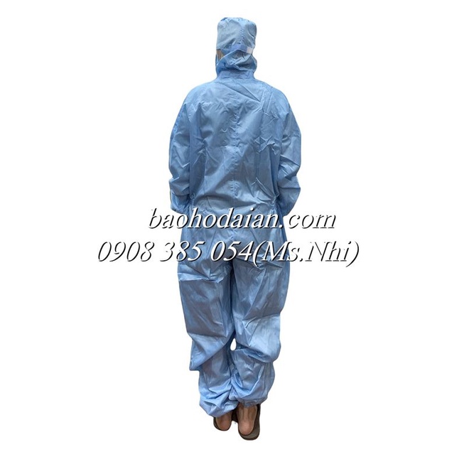 Quần áo phòng sạch vải chống tĩnh điện bộ liền thân- Hình thật