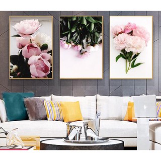 Bộ 3 Tranh canvas treo tường, phong cách Châu Âu, tranh phòng ngủ, tranh phòng khách các mẫu hoa hồng đẹp