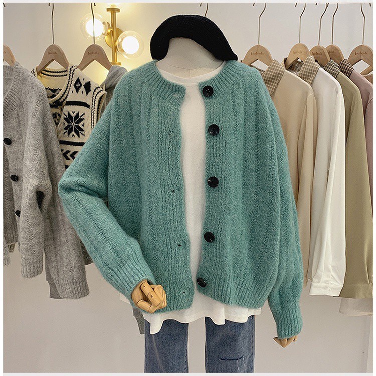 Áo khoác Cardigan dệt kim màu sắc đơn giản dành cho nữ | BigBuy360 - bigbuy360.vn