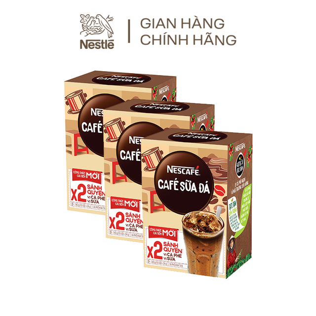 Combo 3 hộp Cà Phê Hòa Tan NESCAFÉ 3in1 Cà Phê Sữa Đá mới (10 gói x 24g)