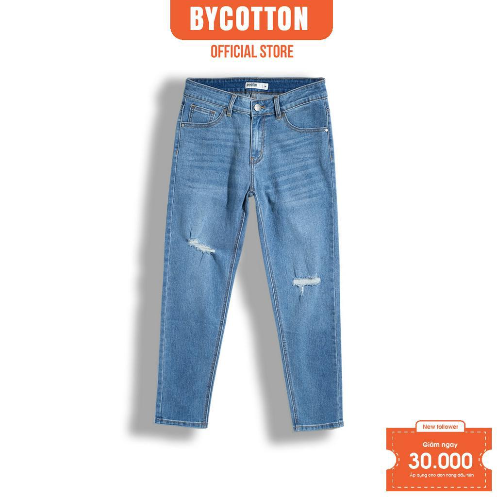 [Mã BYCO10P giảm ngay 10%] Quần Jeans Dài Nam Cao Cấp Light Blue Rách BY COTTON