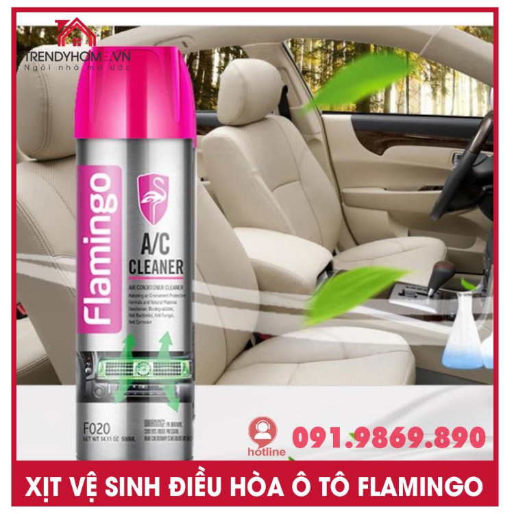 💗 Bình xịt vệ sinh điều hòa ô tô Flamingo, Dung dịch tẩy điều hòa ô tô cao cấp hàng Mỹ chất lượng cao nhập khẩu 💗