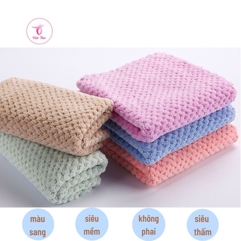 Khăn mặt sợi microfiber, khăn mặt lông mềm mịn thấm hút tốt 30x50cm - Việt thư