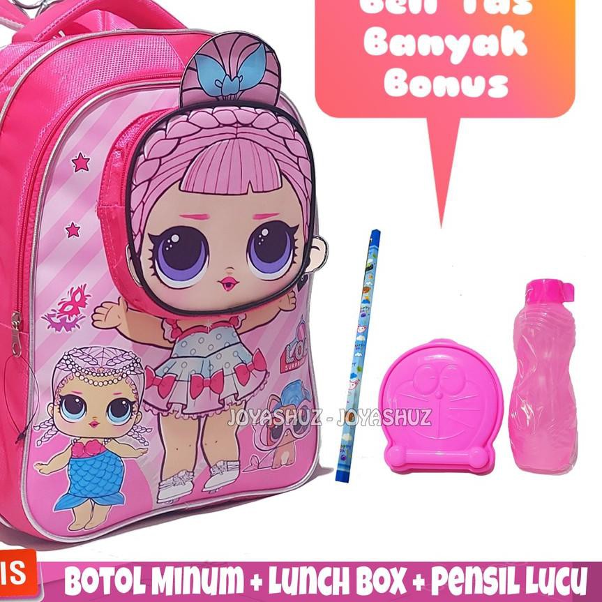 ♘ Ba Lô Đi Học 3 Trong 1 Hình Nhân Vật Trẻ Em - Túi Nước LOL SEPAKET - Miễn Phí Cho Trẻ Mẫu Giáo