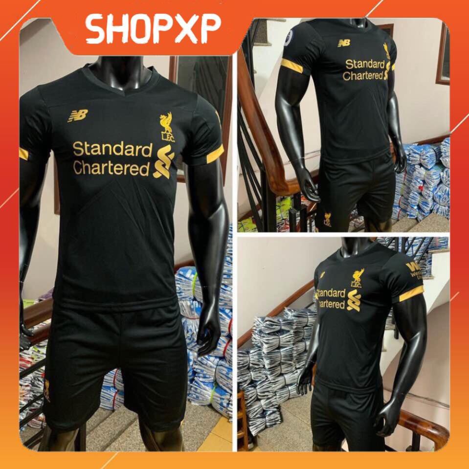 6/6 Áo bóng đá CLB Liverpool đen mới nhất Vải thun lạnh cao cấp *