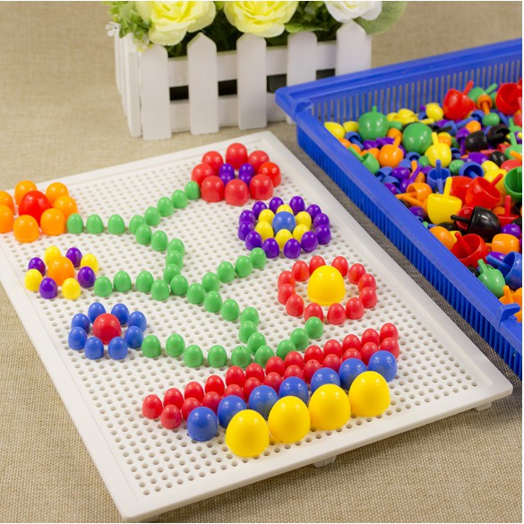 Đồ chơi xếp hình 296 chi tiết hạt nấm nhựa cho bé thỏa sức sáng tạo - có giấy hướng dẫn cách chơi