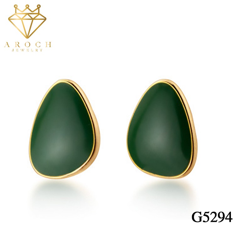 Khuyên tai bạc Ý s925 hình giọt nước màu xanh lá cây G5294 - AROCH Jewelry thumbnail