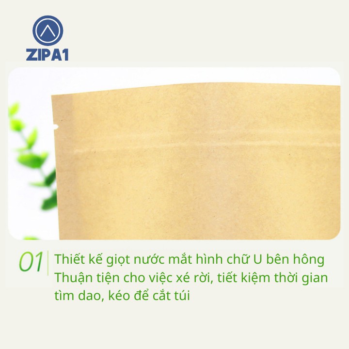 10 Túi zip giấy Kraft đáy đứng có phủ nilong bên ngoài - Túi zip Kraft Zip A1 - A1011