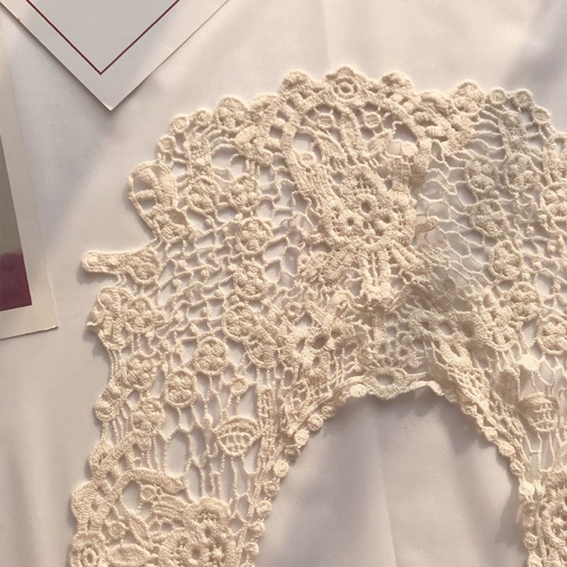 Dải Dây Ren Hoa Trắng Bản Rộng Trang Trí Cổ Áo Đầm Handmade DIY