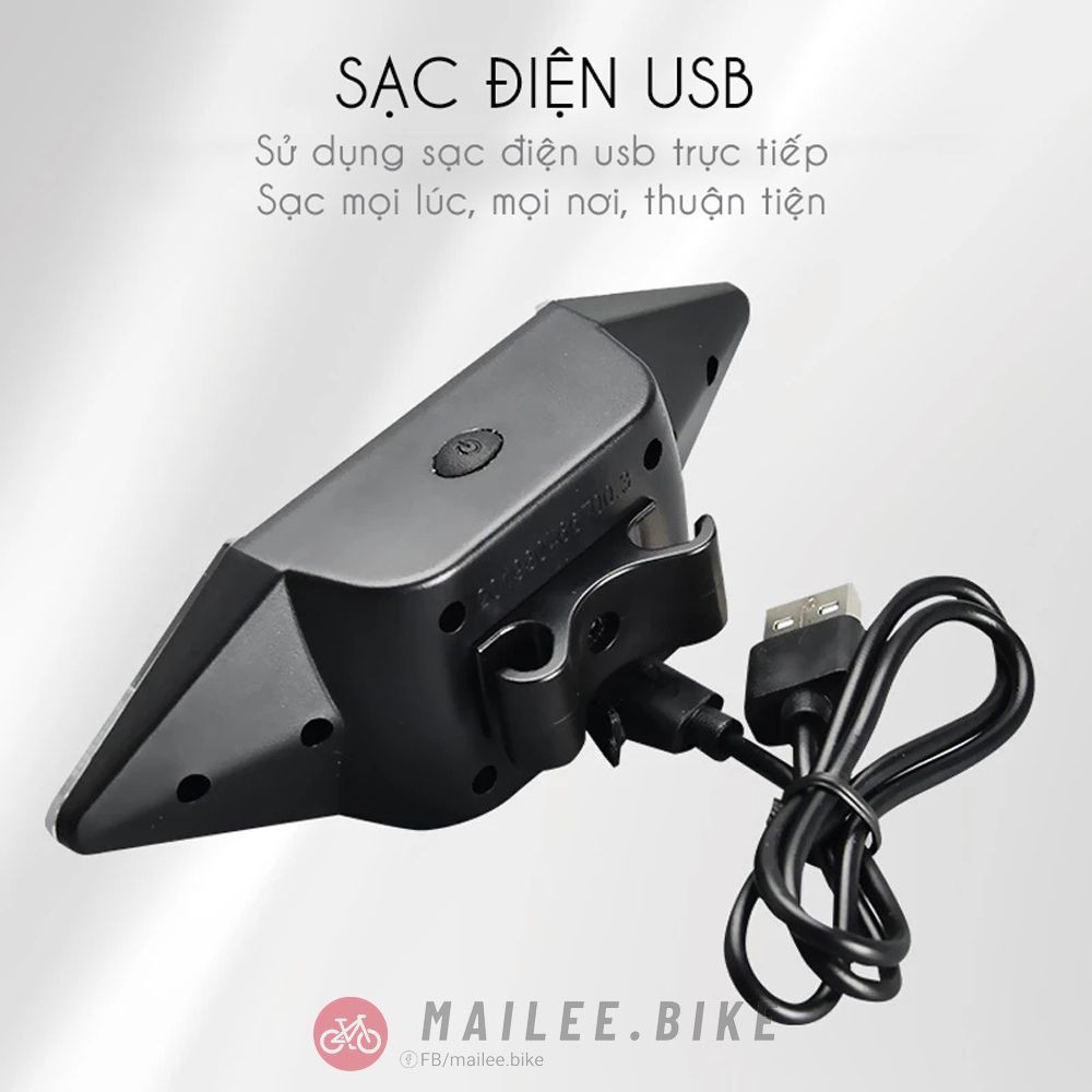 Đèn Xi Nhan Xe Đạp Với Điều Khiển Từ Xa Tiện Dụng Sạc Điện Usb Chống Nước Cao Cấp