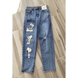 quần mom jean PnB fulltag hoạ tiết chú chó Snoopy