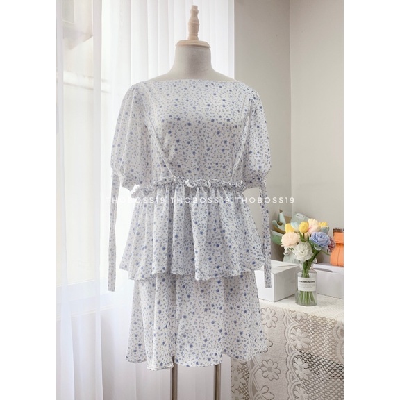 Đầm Bigsize Hoa Nhí Tầng Tay Nơ