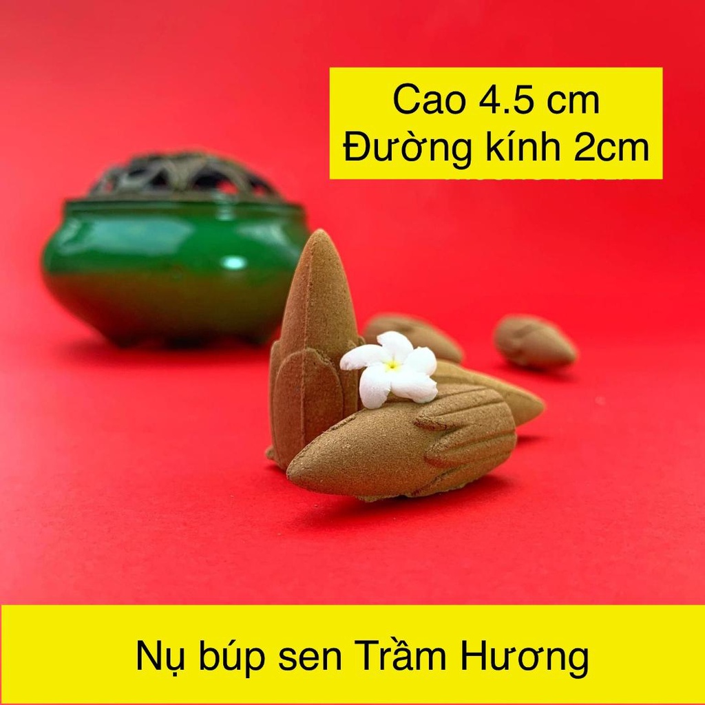 NHANG NỤ TRẦM HƯƠNG CHẢY KHÓI NGƯỢC HÌNH BÚP SEN MẪU 2- MÙI THƠM ĐẬM ĐÀ, THOẢNG XA, CHUẨN TRẦM - TANUSTORE