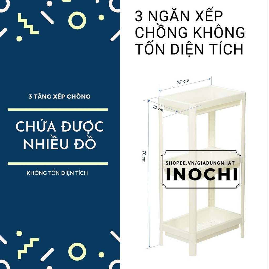 Kệ Đa Năng INOCHI Nhựa 3 Tầng Dùng Để Đựng Gia Vị Nhà Bếp Đựng Đồ Thực Phẩm Hoặc Làm Giá Để Đồ Nhà Tắm Phòng Ngủ