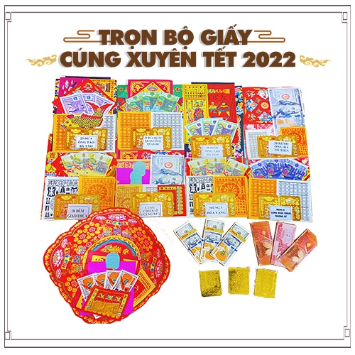 Combo Giấy Cúng Xuyên Tết 2023 [Kèm Bài Khấn] Mang May Mắn Tài Lộc Cho Gia Đạo - Đồ Thờ Cúng Thiên Lộc
