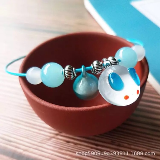 Vòng tay đá ngọc charm hoa sen