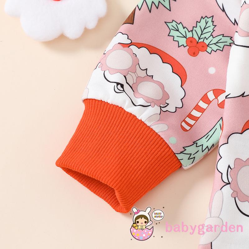 Áo Liền Quần Tay Dài In Hình Cây Thông Giáng Sinh Dành Cho Bé Trai Gái 0-18 Tháng Tuổi