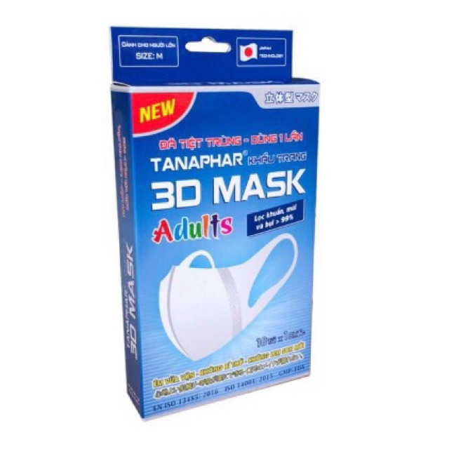 Khẩu trang 3D mark Tanaphar hộp 10c
