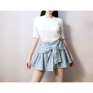 Quần váy sọc cột dây eo