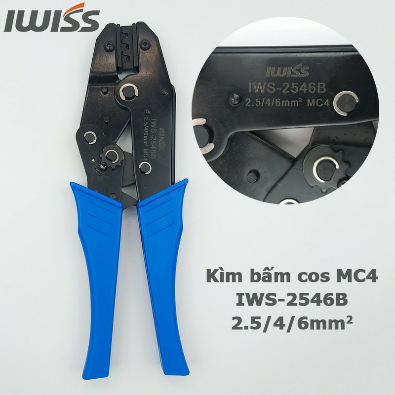 Bộ kìm MC4 IWISS chuyên nghiệp bộ dụng cụ bấm cos MC4 chuyện dụng cho điện năng lượng mặt trời Cao Cấp Chính Hãng