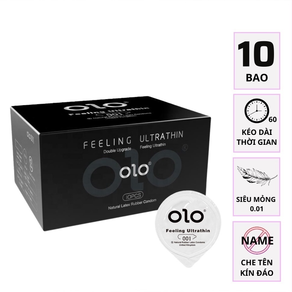 Bao cao su OLO Feelex mỏng, nhiều gel bôi trơn, kéo dài thời gian, có hương thơm