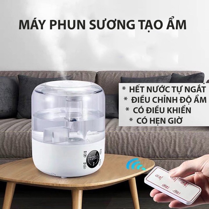 Máy Phun Sương Tạo Độ Ẩm Không Khí Khuyếch Tán Tinh Dầu Cỡ Lớn Dung Tích 3L Có Điều Khiển Từ Xa