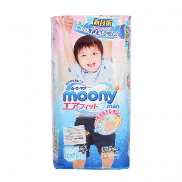 Bỉm quần Moony xl 38 girl, boy