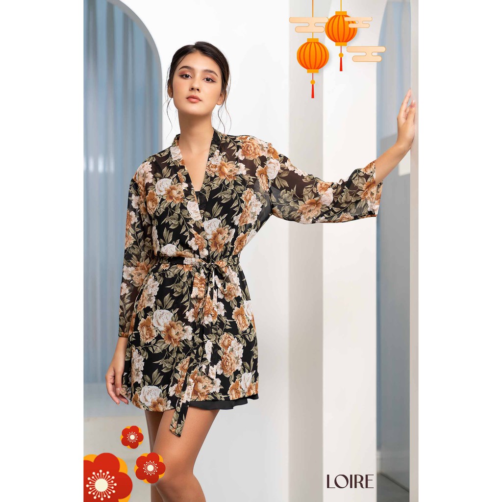 [Mã WABRLR2204 giảm 30K đơn 0Đ] Áo Choàng Ngủ LOIRECHIC Họa Tiết Hoa LAC01