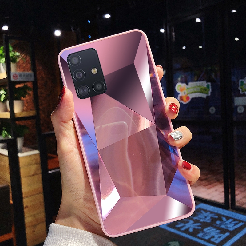 Ốp điện thoại thiết kế tráng gương sáng bóng hiệu ứng 3D cho Samsung Galaxy A21 A31 A41 A11 A01 M21 A21s