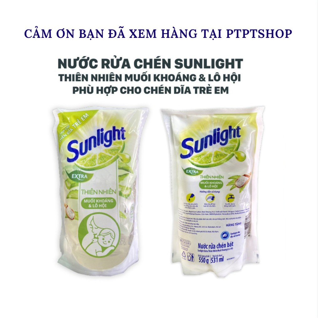 Nước rửa chén Sunlight muối khoáng & lô hội 550ml - an toàn cho trẻ nhỏ (mua tại ptptshop)