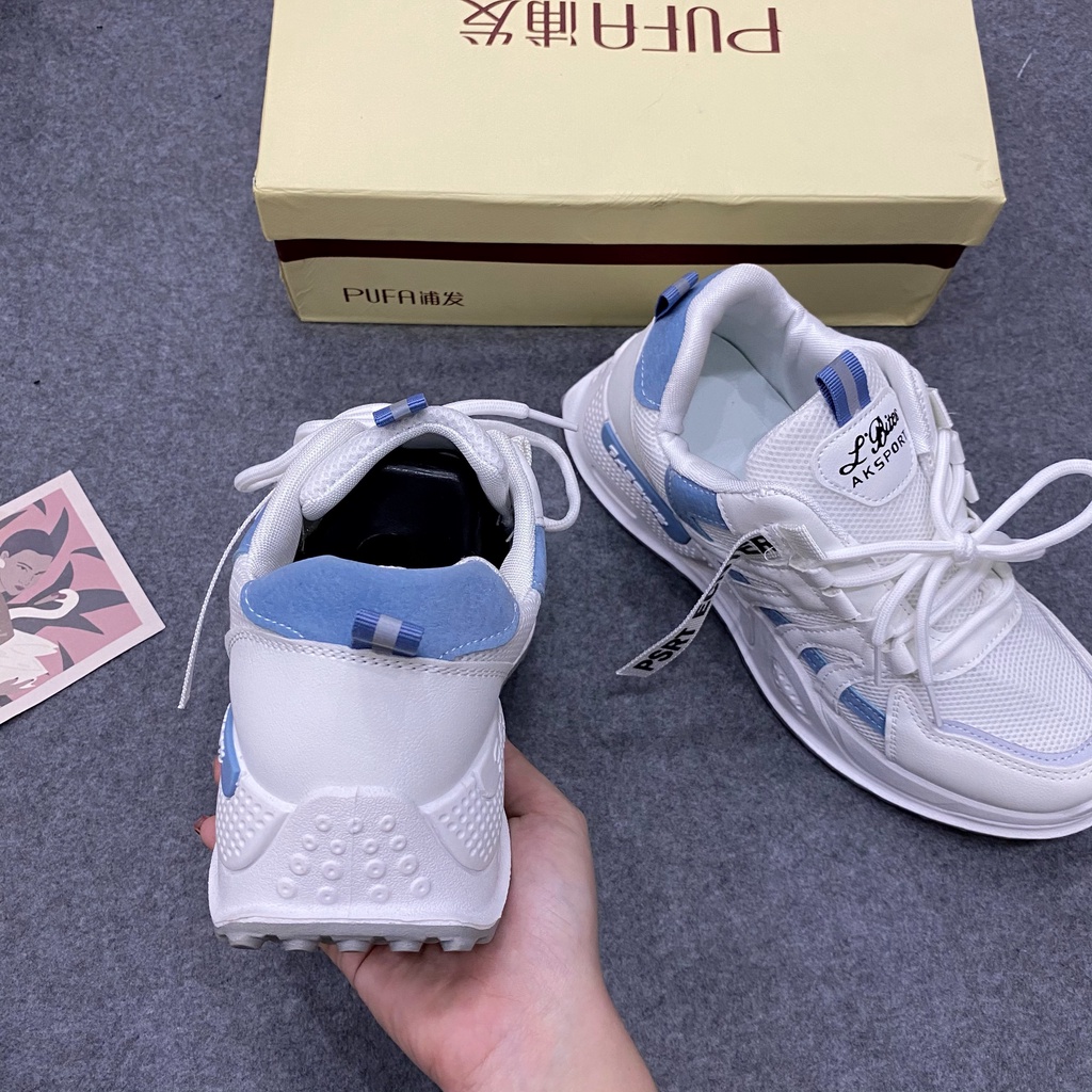 Giày thể thao nữ trắng - xanh cá tính | BigBuy360 - bigbuy360.vn