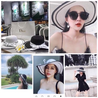 Mũ cói đi biển rộng vành dio cao cấp sang chảnh