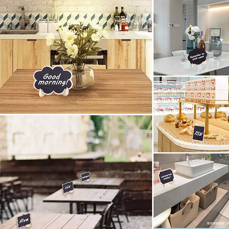 30Pcs Mini Chalkboard Sign Food Labels for Party Buffet, Wooden Small Chalk Board Signs (Rectangle Notch )