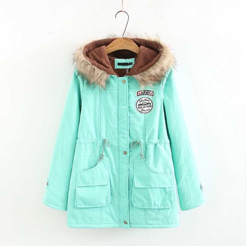 IELGY Áo Khoác cotton Tay Dài Có Nón Phong Cách Hàn Quốc Thời Trang Mùa Đông Cho Nữ