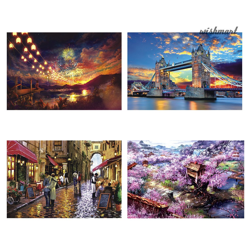 [Wish] 1000Pcs Adult Kids Puzzle Jigsaw Cherry Coffee Street Landscape Game Toy Gift