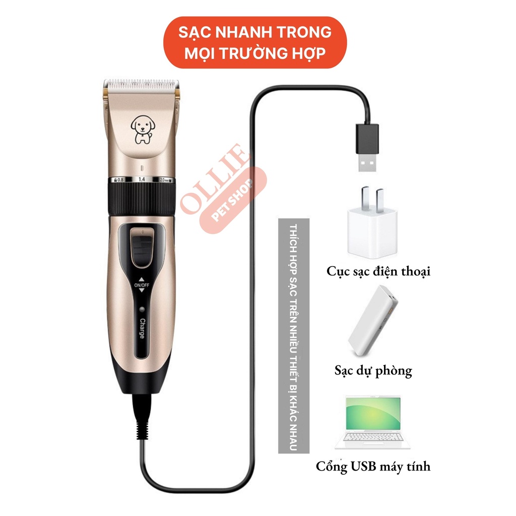 Tông đơ cạo lông chó mèo 5 chế độ tinh chỉnh Chaooer full phụ kiện - Máy cắt tỉa lông thú cưng