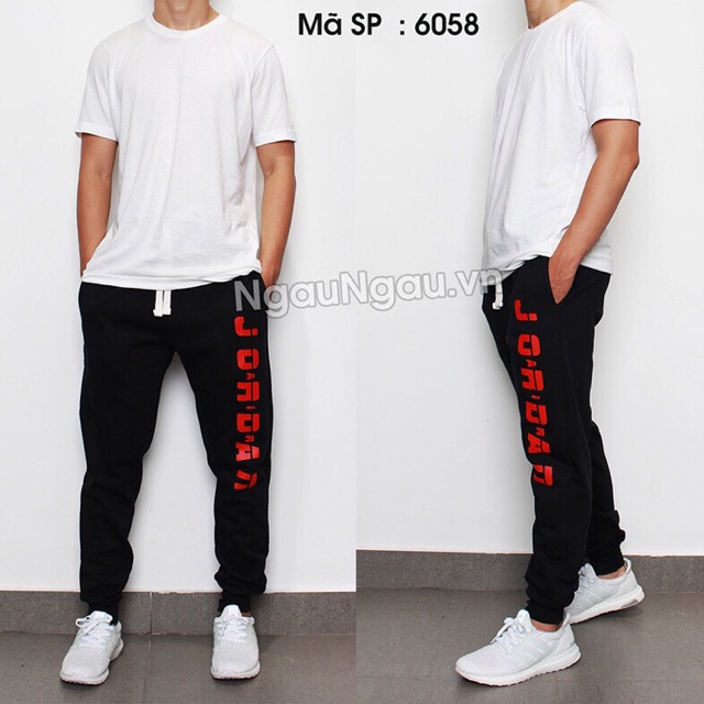 Quần Jogger thun da cá in chữ có big size 110kg form unisex nam nữ mặc được - 6058 | BigBuy360 - bigbuy360.vn