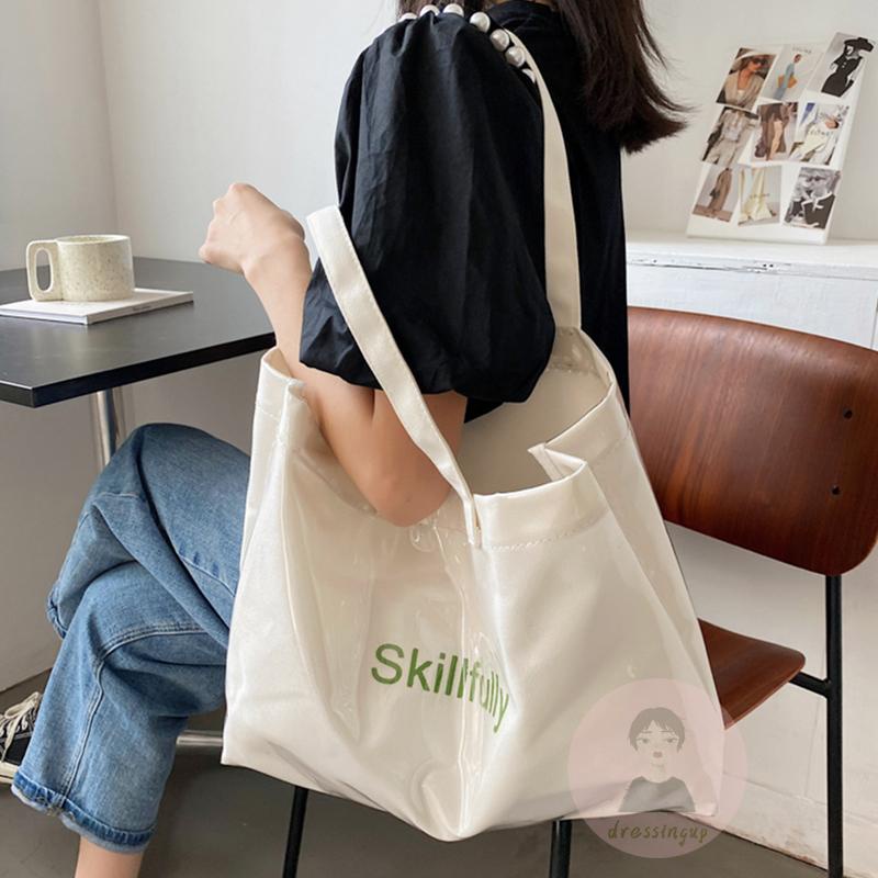 Túi Xách Nữ Vải Canvas In Chữ Cá Tính