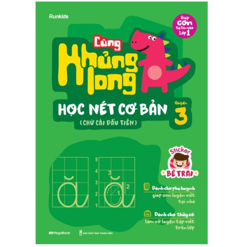 Sách - Cùng Khủng Long Học Nét Cơ Bản (Bé Trai) - Quyển 3