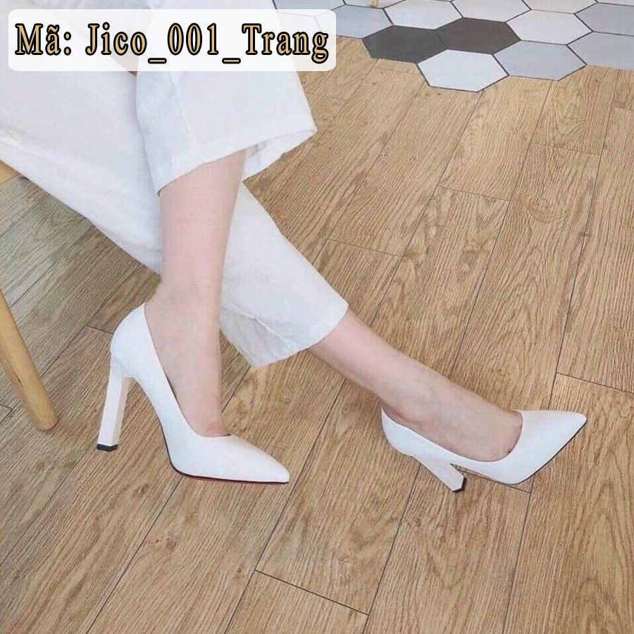 GIÀY CAO GÓT BÍT MŨI DA BÓNG TRƠN CAO 8 PHÂN - JICO SHOES - [ LC329 ]