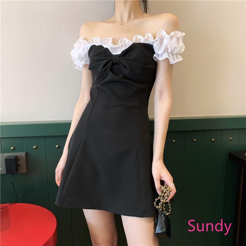 Đầm trễ vai phối ren hoa phong cách thanh lịch cho nữ