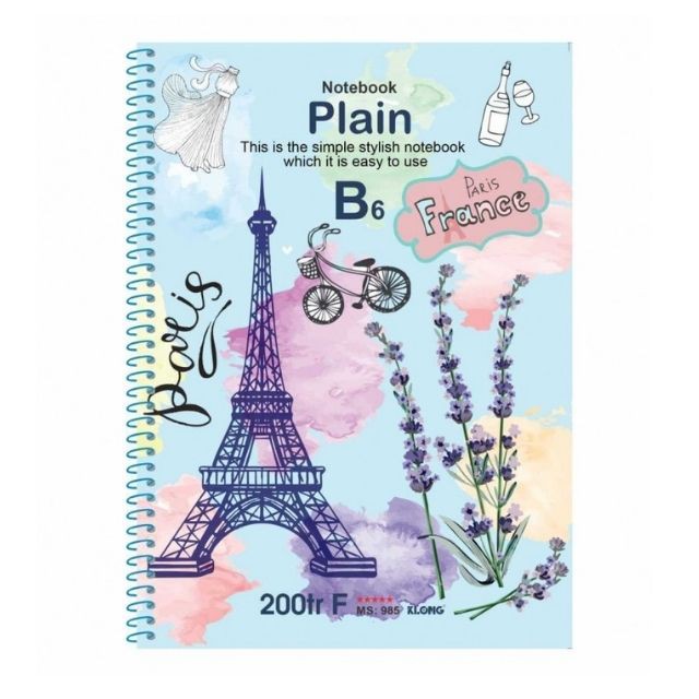 Sổ lò xo 200 trang KLONG B6 Plain ruột trơn 70/76; MS: 985