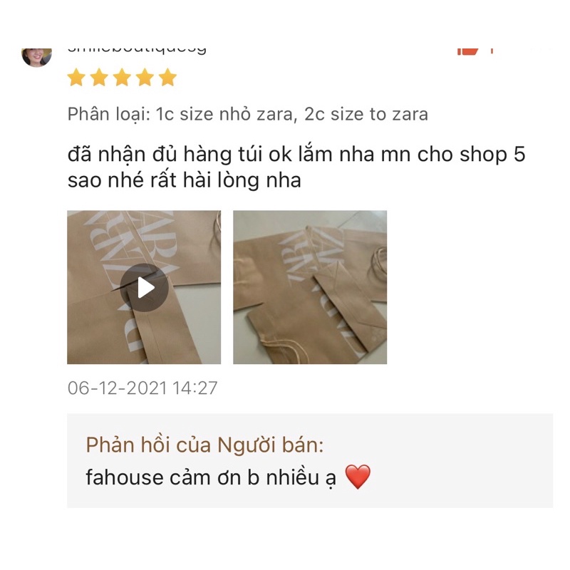 HCM-Túi giấy zara đủ size S/M/L